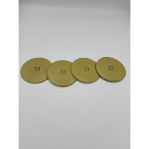 Leather Personalized Felt backed Drink Coasters With Letter "D" In Army Green